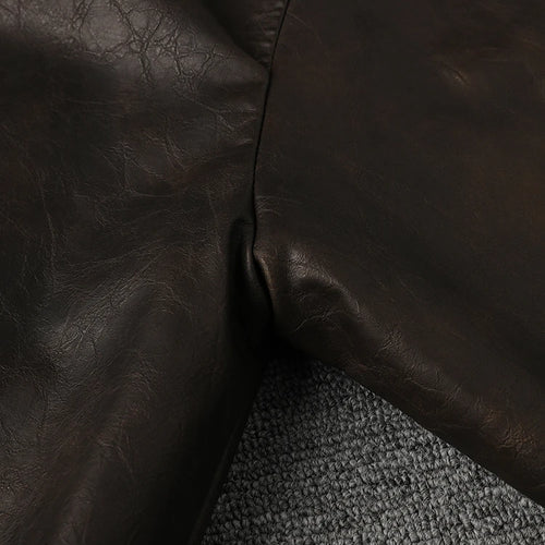 Load image into Gallery viewer, Brown Casual Big Size Vintage PU Leather Jacket New Lapel Long Sleeve Women Coat Fashion Tide Spring Autumn 2025 9C5013
