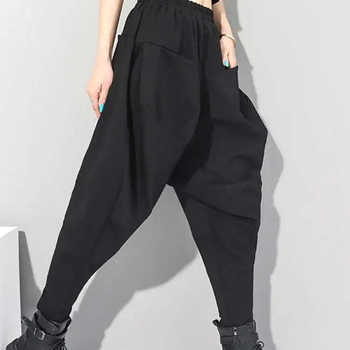 Load image into Gallery viewer, High Elastic Waist Black Wrinkled Long Harem Trousers New Loose Fit Pants Women Fashion Tide Spring Autumn 2025 1DC427

