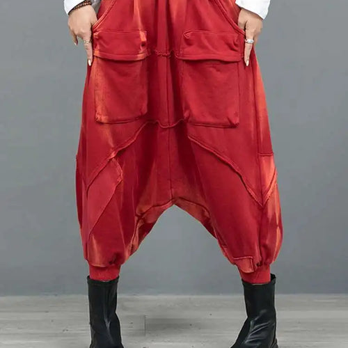 Load image into Gallery viewer, Big Size Red Short Jacket Pocket Cross Pants Two Piece Suit New Lapel Long Sleeve Women Fashion Tide Spring Autumn 2025
