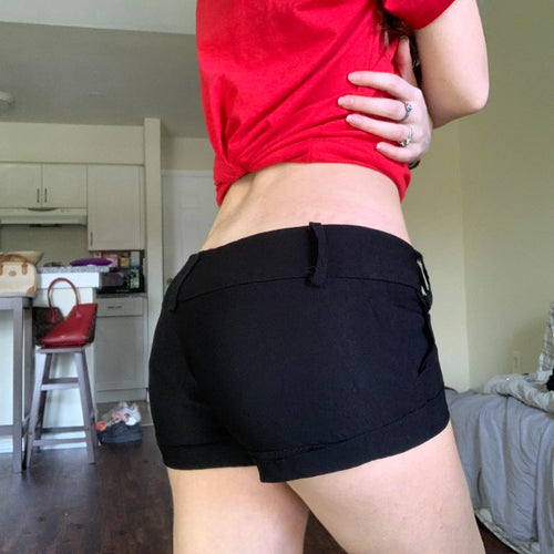 Load image into Gallery viewer, Streetwear Solid Low Waist Slimming Suit Micro Shorts Women Summer All Match Zipper-Fly Mini Bottoms Chic 2025 Trend
