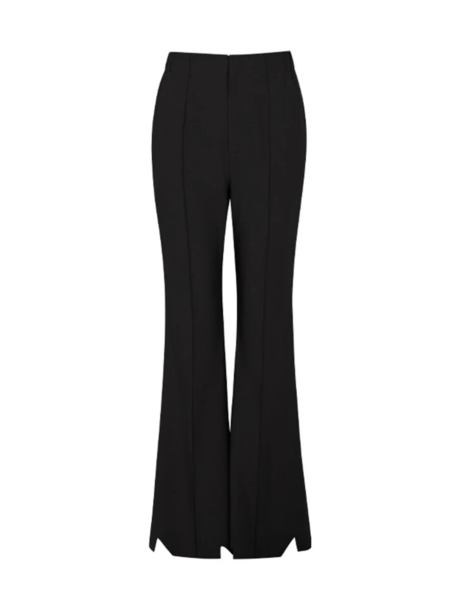 Solid Slimming Two Piece Sets for Women V Neck Long Sleeves Irregular Top High Waist Pant Elegant Set Female New