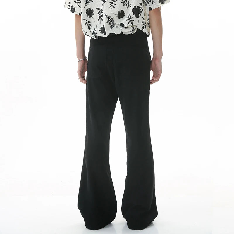 Casual Men's Bottoms Light Flare Suit Panst Solid Color Retro High Waist Loose Wide Leg Male Trousers Summer New 9W1990