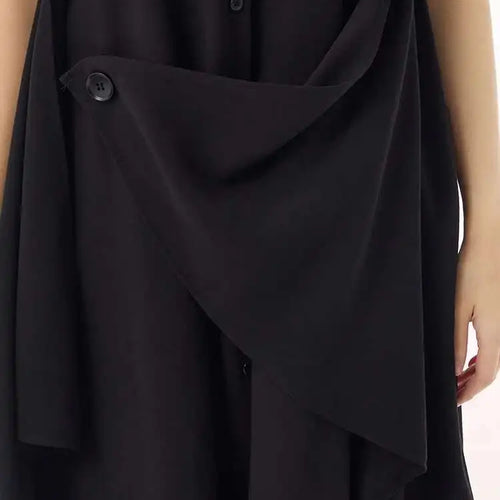 Load image into Gallery viewer, Women Khaki Irregular Spliced Big Size Midi Shirt Dress New Lapel Sleeveless Fashion Tide Spring Summer 2025 1DH9434
