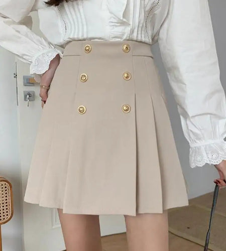 Women Beige High Waist Sexy Pleated Mini Skirts Girl Dance Kawaii Casual Korean Black Elegant Versatile Party Short Skirt Korean