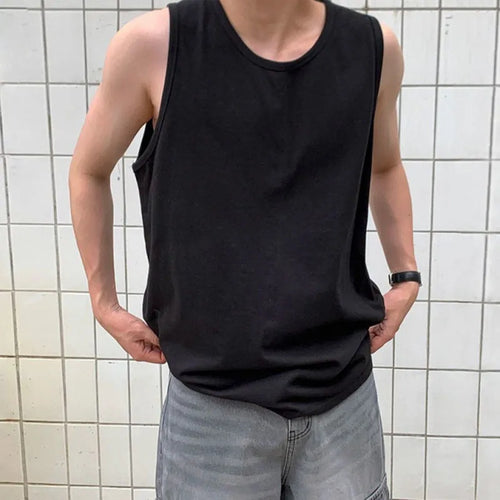Load image into Gallery viewer, Men&#39;s Handsome Sports Vest New Summer Loose Round Neck Korean Pullover Trendy Solid Color Stylish Simple Male Top 9W1613
