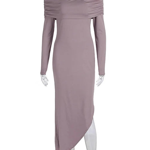 Load image into Gallery viewer, Elegant Off Shoulder Bodycon Long Sleeve High Split Party Evening Dress Women 2025 Spring New Slim Irregular Vestido
