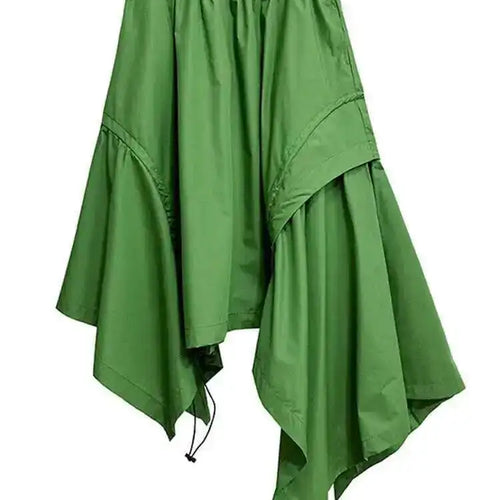 Load image into Gallery viewer, High Elastic Waist Green Irregular Hem Drawstring Half-body Skirt Women Fashion Tide New Spring Autumn 2025 1DH6545
