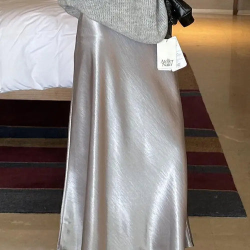 Load image into Gallery viewer, French Fashion Black Beige High Waist Long Skirt 2025 Spring Summer Women Grey Holiday Fishtail Skirt Simplicity Popular Ladies
