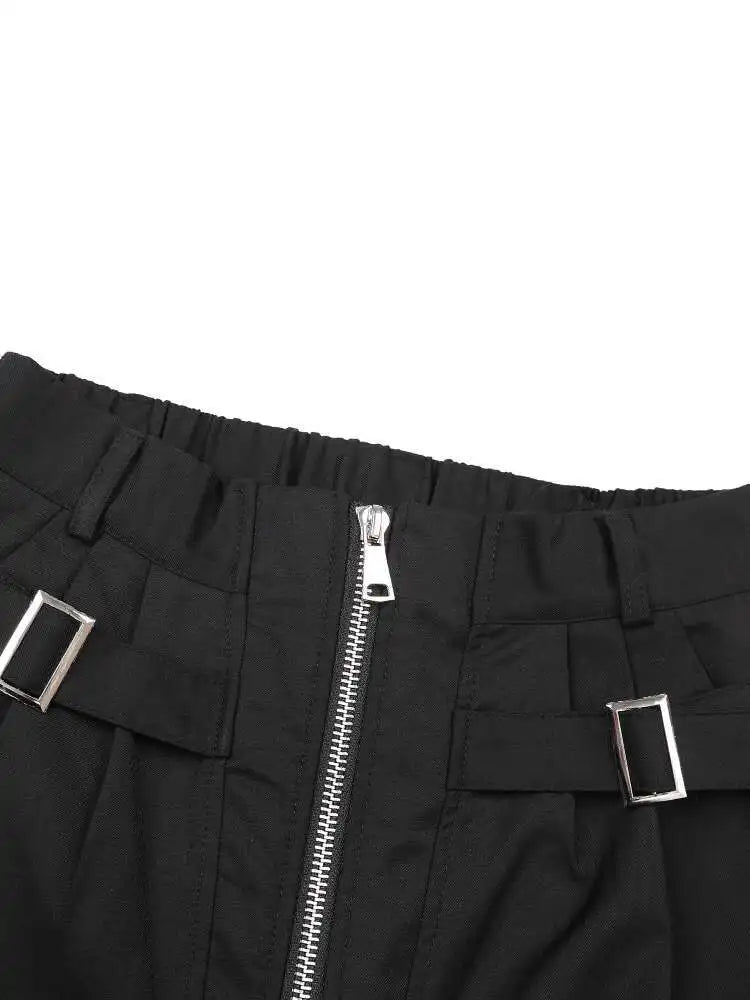 High Elastic Waist Zipper Personality Long Pants New Loose Fit Trousers Women Fashion Tide Spring Autumn 2025 CPG0752