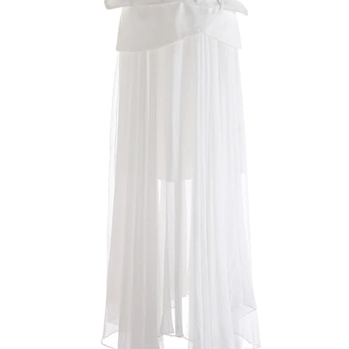 Load image into Gallery viewer, High Waist Black Buckle Cross Mesh Spliced A-line Half-body Skirt Women Fashion Tide New Spring Autumn 2025 1DJ1261
