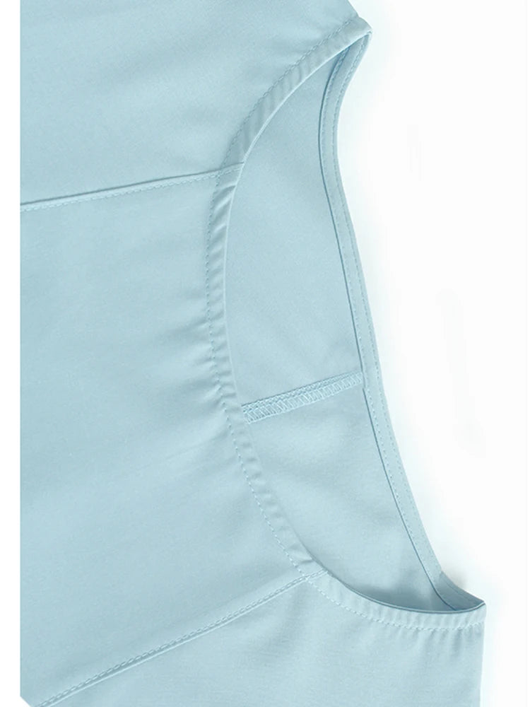 Women Blue Pleated Irregular Big Size Midi Dress New Round Neck Short Sleeve Fashion Tide Spring Summer 2025 1DJ1230