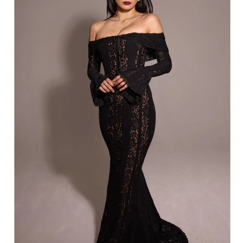 Load image into Gallery viewer, Autumn/Winter Fashion Slash Neck Sexy Tight Dress Women 2025 New Strapless High Waist Tailored Dress Party Evening Dress
