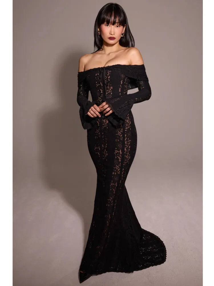 Autumn/Winter Fashion Slash Neck Sexy Tight Dress Women 2025 New Strapless High Waist Tailored Dress Party Evening Dress
