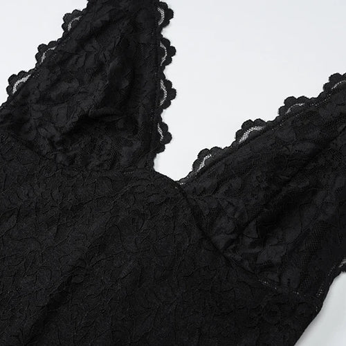 Load image into Gallery viewer, Lace Halter Sexy Mini Dress For Women Robe Off-shoulder Deep V Neck Sleeveless Backless Skinny Club Party Dress Robe
