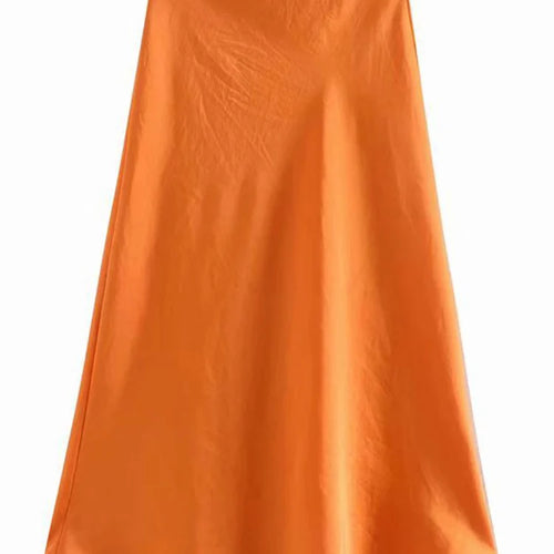 Load image into Gallery viewer, Hot Sale Solid Satin Elastic Waist Women A-Line Skirt Summer Female Slim Falda
