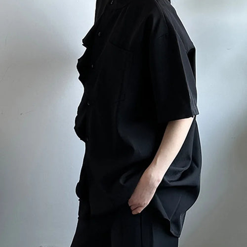 Load image into Gallery viewer, Women White Ruffles Pocket Big Size Blouse New Stand Collar Short Sleeve Shirt Fashion Tide Spring Summer 2025 1DJ0975
