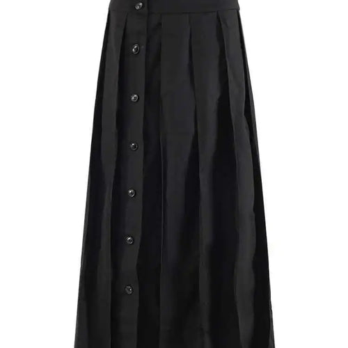 Load image into Gallery viewer, High Waist Black Pleated Botton Shaped Elegant Midi Half-body Skirt Women Fashion Tide New Spring Autumn 2025 CPG1936
