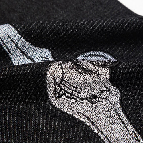 Load image into Gallery viewer, Men&#39;s Skeleton Embroidered Jeans New American High Street Fashion Straight Wide Leg Line Design Male Casual Trousers 9W1884
