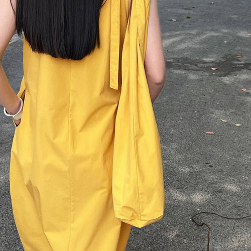 Load image into Gallery viewer, Women Blue With Bag Brief Elegant Long Vest Dress New Round Neck Sleeveless Fashion Tide Spring Autumn 2025 1DJ1112
