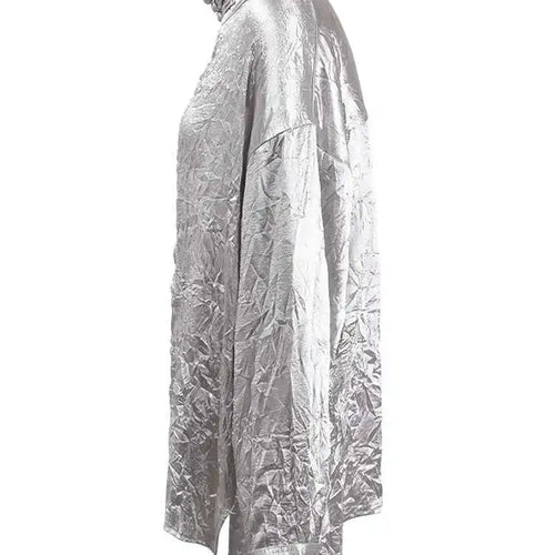 Load image into Gallery viewer, Women Black Pleated Buckle Big Size Vintage Blouse New Stand Collar Long Sleeve Shirt Fashion Spring Autumn 2025 CPG1416
