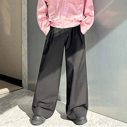 Load image into Gallery viewer, Trend Men&#39;s Trousers Solid Color Full Length Summer Pleats Wide Leg Casual Men&#39;s Suit Pants Zipper Pockets 9C5201
