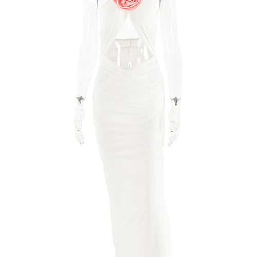 Load image into Gallery viewer, Sexy 3D Flower Hollow Out Backless Women's Dress Zipper Female Sleeveless Bodycon Maxi Dress Party Club Evening Dress
