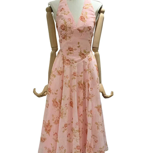 Load image into Gallery viewer, Hit Color Printing Slimming Dresses For Women V Neck Sleeveless High Waist Temperament Dress Female Fashion Style
