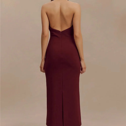 Load image into Gallery viewer, Halter Deep V Neck Sleeveless Sexy Maxi Dress For Women Elegant Backless Bodycon Tank Dress Femme Fashion Long Dress
