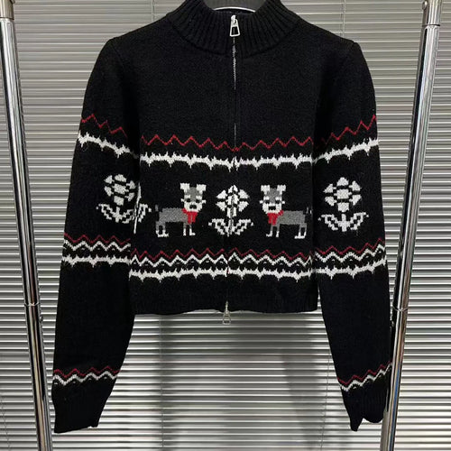 Load image into Gallery viewer, Slimming Knit Two Piece Sets for Women O Neck Long Sleeves Spliced Zipper Sweater High Waist Mini Skirt Set Female
