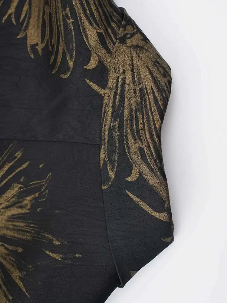 Women Black Pattern Printed Bandage Big Size Vintage Blouse New Lapel Long Sleeve Shirt Fashion Spring Autumn 2025 CPG2109