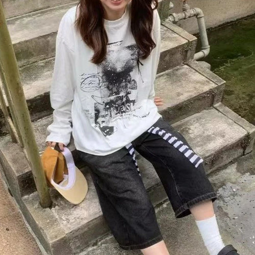 Load image into Gallery viewer, 2025 Spring White Letter Printing All Match T-shirts Harajuku Casual Loose Vintage Tops Men and Women Grunge Y2k Aesthetic Tees
