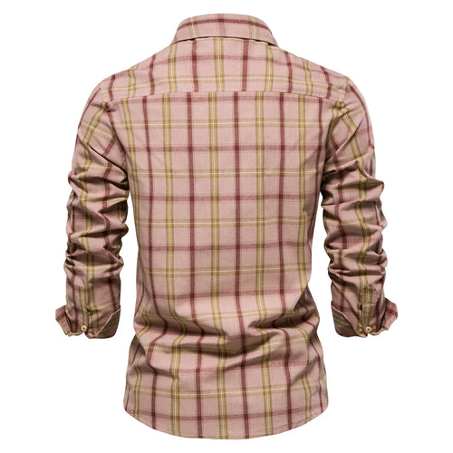 Load image into Gallery viewer, Men&#39;s Plaid Shirts 100% Cotton Checkered Long Sleeve Double Pockets Shirts for Men Fashion Social Business Men Shirts
