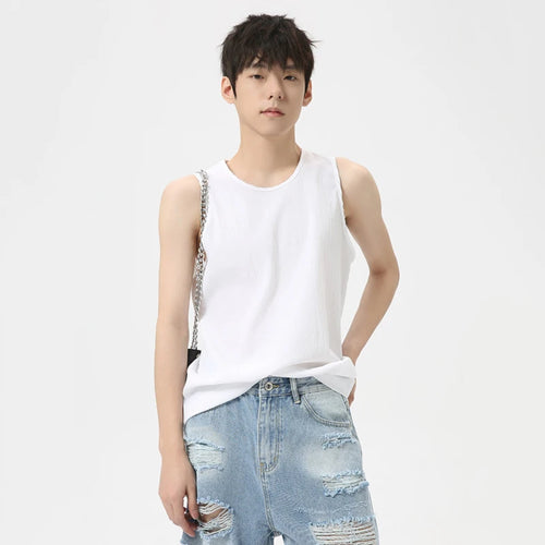 Load image into Gallery viewer, Minimalist Men&#39;s Thin Tank Tops Solid Color Casual Round Neck Sleeveless Loose Sport Top Chic Summer 9C6263
