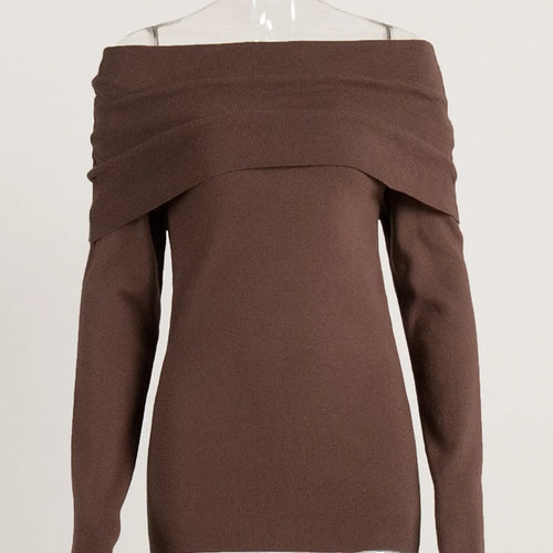 Load image into Gallery viewer, Elegant Knitted Long Sleeve Sweater High Elasticity Slim Top For Women 2025 New Winter Sexy One Shoulder Tight Sweater
