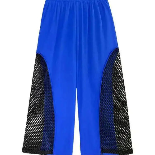 Load image into Gallery viewer, High Elastic Waist Blue Mesh Hollow Out Wide Leg Trousers New Loose Fit Pants Women Fashion Spring Autumn 2025 1DE8664
