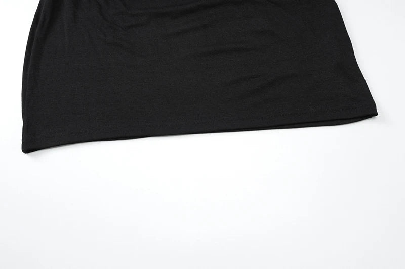 Hollow Out Oblique Shoulder Sexy Mini Dress For Women Robe Summer Black Sleeveless Backless Draped Skinny Club Dress