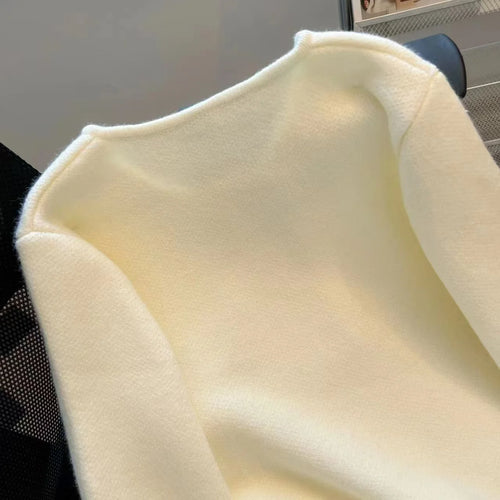 Load image into Gallery viewer, Autumn Winter Red White Long Sleeves Knitted Sweater French Women's Elegant Brown Double Breasted Versatile Pullover Tops Street
