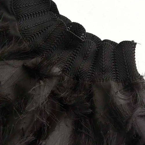 Load image into Gallery viewer, Spring Autumn Stand Collar Long Sleeve Perspective Black Loose Tassels Big Size Dress Women Fashion Tide JI780
