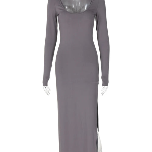 Load image into Gallery viewer, Fashion Solid Square Collar Straps Slit Sexy Bodycon Maxi Dress Fall Women Y2K Outfits Birthday Party Vacation
