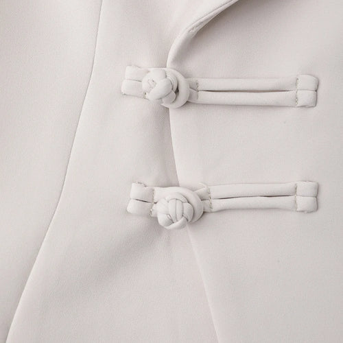 Load image into Gallery viewer, Women Beige Irregular Hem Buckle Long Elegant Blazer New Lapel Long Sleeve Jacket Fashion Tide Spring Autumn 2025 CPDB133
