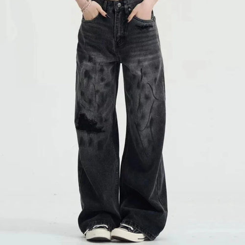 Load image into Gallery viewer, Graffiti Whiskers Men&#39;s Jeans Won-out Splash-ink Zipper Hip Hop Straight Leg Winter Male Denim Pants 2024 American 9C8814
