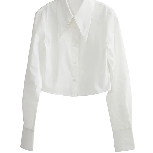 Load image into Gallery viewer, Women White Brief Cotton Elegant Plain Short Blouse New Lapel Long Sleeve Shirt Fashion Tide Spring Autumn 2025 1DH7516
