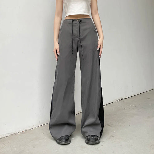 Load image into Gallery viewer, Harajuku Zipper Patched Low Waist Women Trousers Casual Side Slit Suit Pants Basic Office Ladies Sweatpants Clothing
