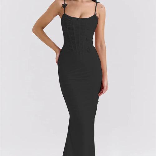 Load image into Gallery viewer, Bow Spaghetti Strap Sexy Maxi Dress For Women Gown Elegant Off-shoulder Sleeveless Backless Evening Club Party Dress
