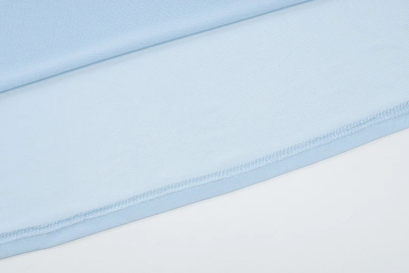 Blue Mesh Sexy Skirt Two Piece Sets Women Strapless Crop Tops And Maxi Skirt Ladies Fashion Elegant 2 Piece Sets