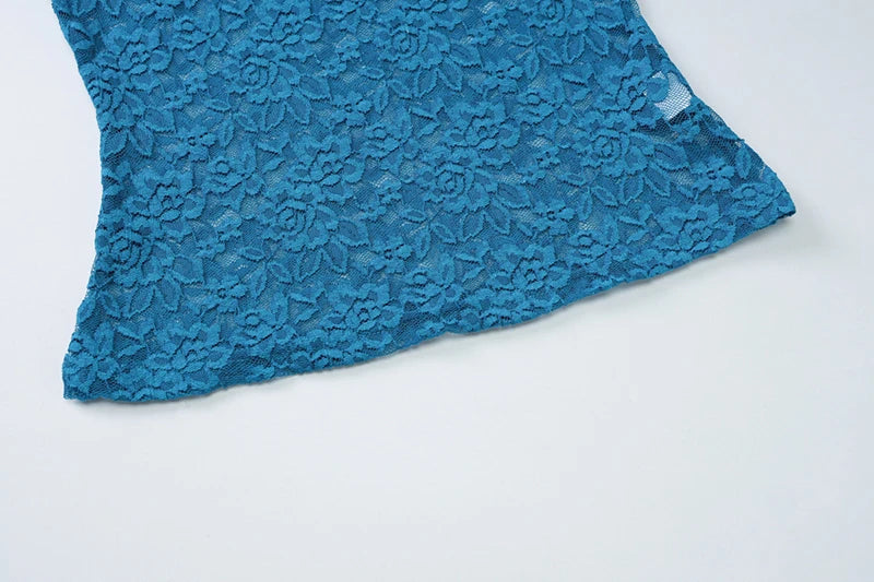 Off-shoulder Strapless Sexy Maxi Dress For Women Elegant Blue Sleeveless Backless Lace Patchwork Bodycon Long Dress