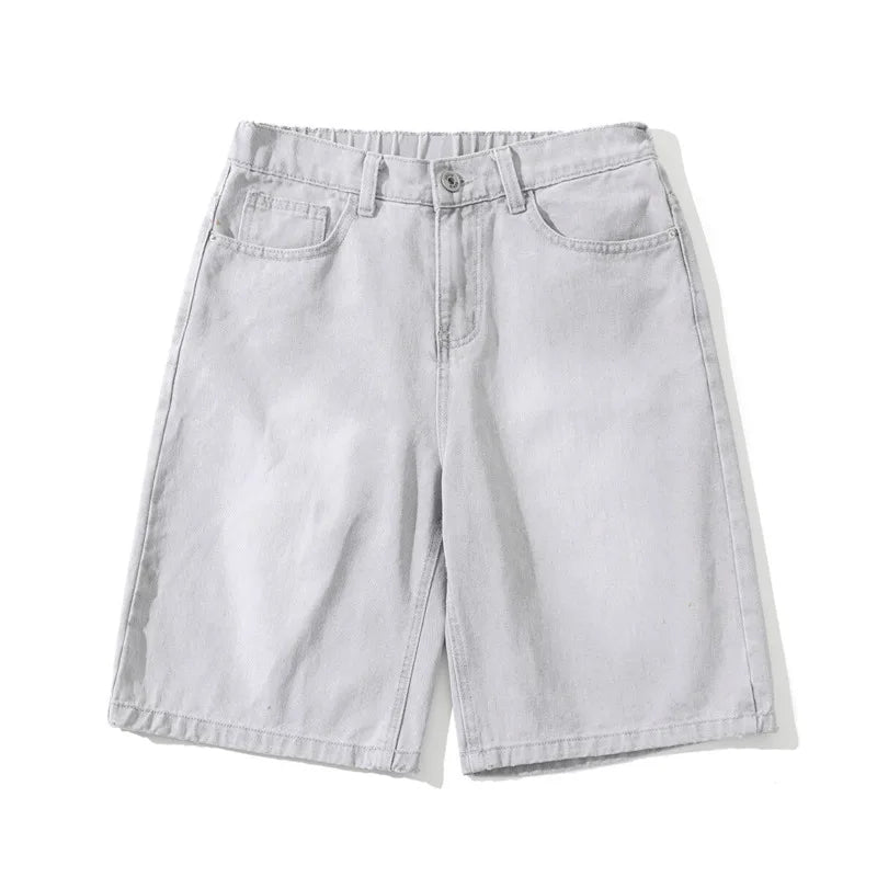 Men's Denim Shorts New Summer American High Street Style Gradient Color Simple Straight Leg Trendy Male Pants 9W1811