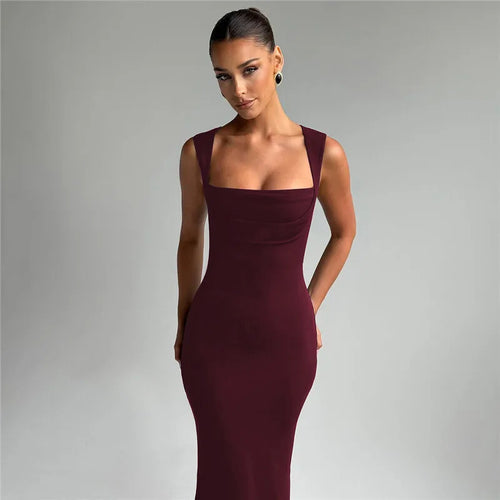 Load image into Gallery viewer, Square Collar Sleeveless Sexy Maxi Dress For Woman Fashion Spring Summer New High Waist Bodycon Club Party Long Dress
