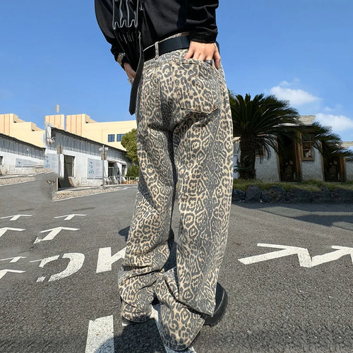 Load image into Gallery viewer, Leopard Print Men&#39;s Jeans Personality Men Denim Pants Niche Design Casual Male Trousers Spring Fashion 9C3998
