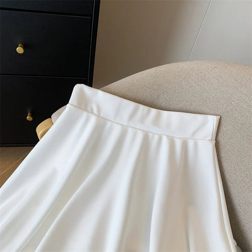 Load image into Gallery viewer, Spring Summer Black A-line Pleated Skirts White Elastic High Waist Slim Short Skirt For Girls Ruffle Edge Party Skirt Simplicity
